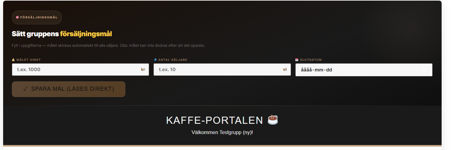 Sätt gruppens försäljningsmål